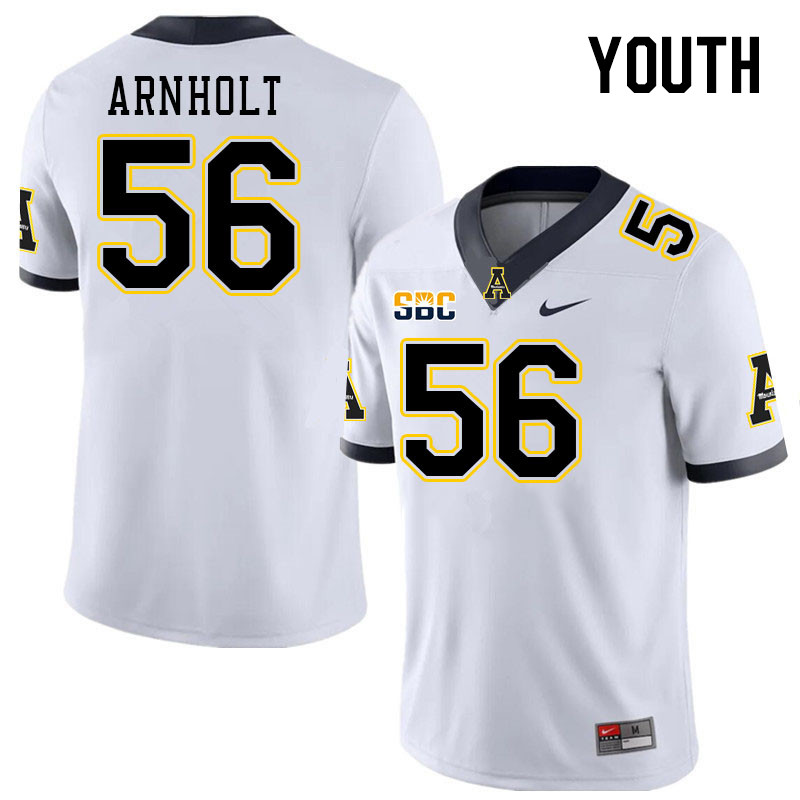 Youth #56 Kyle Arnholt Appalachian State Mountaineers College Football Jerseys Stitched Sale-White